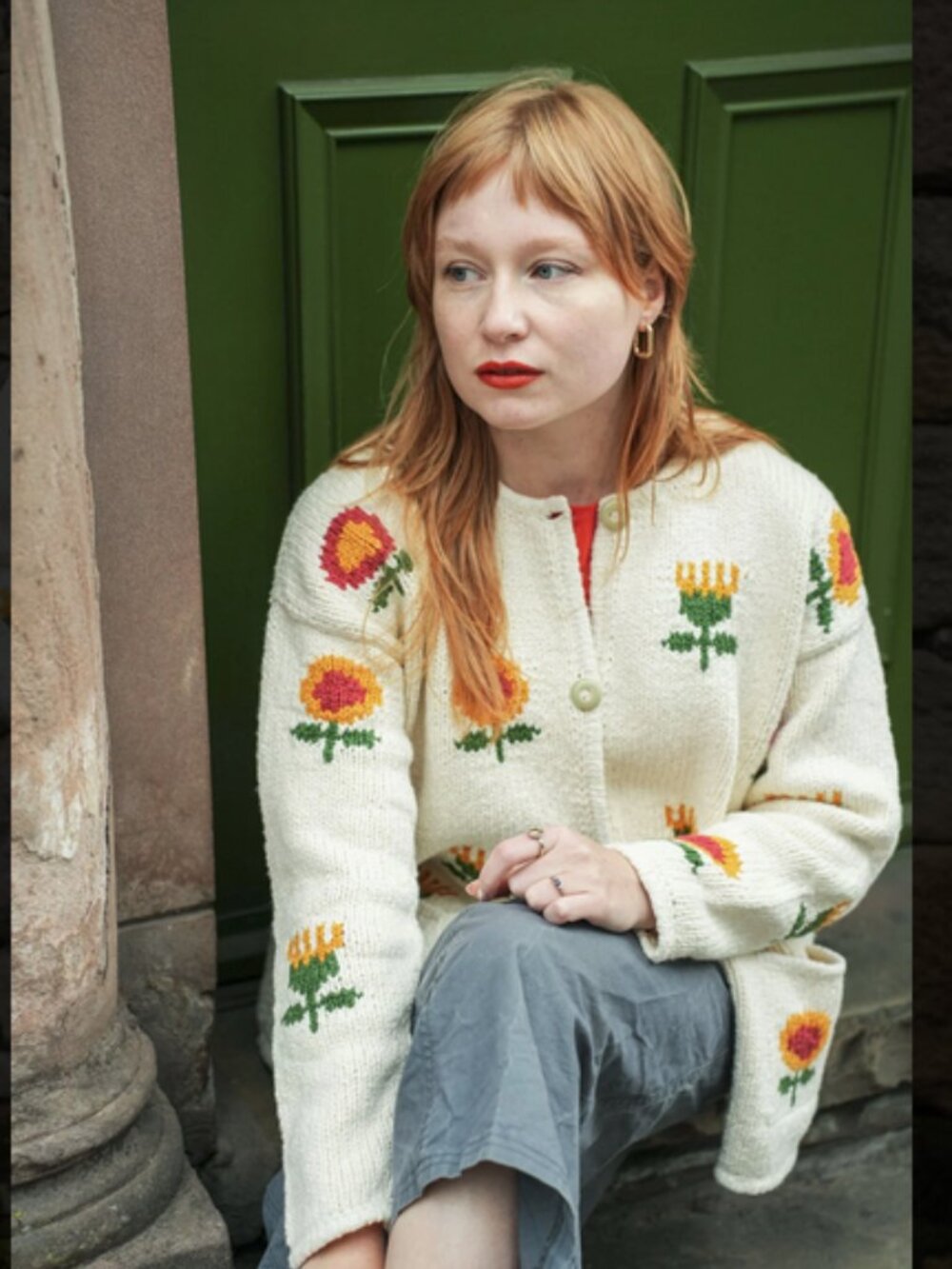 AMANO mini sunflower cardigan white Size S NEW